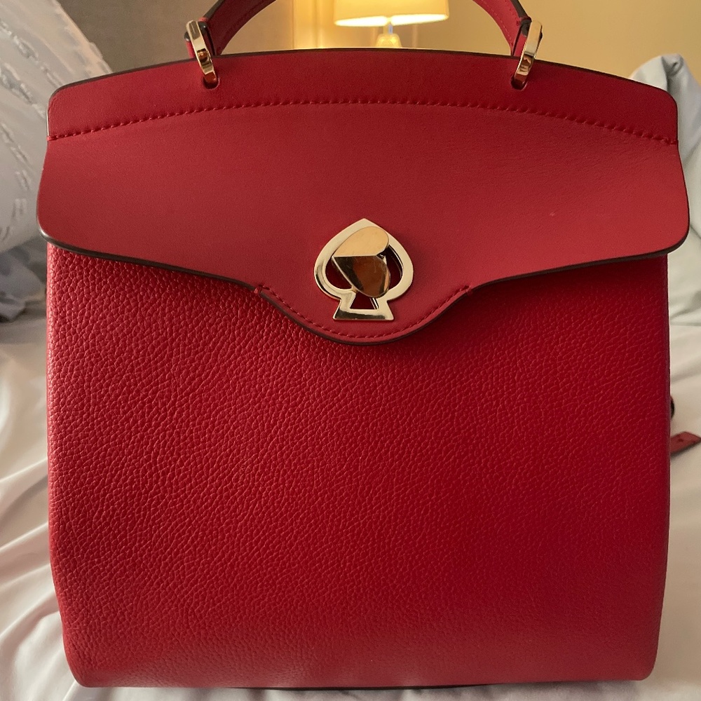 Red Kate Spade Nicola Twistlock Leather Backpack Purse